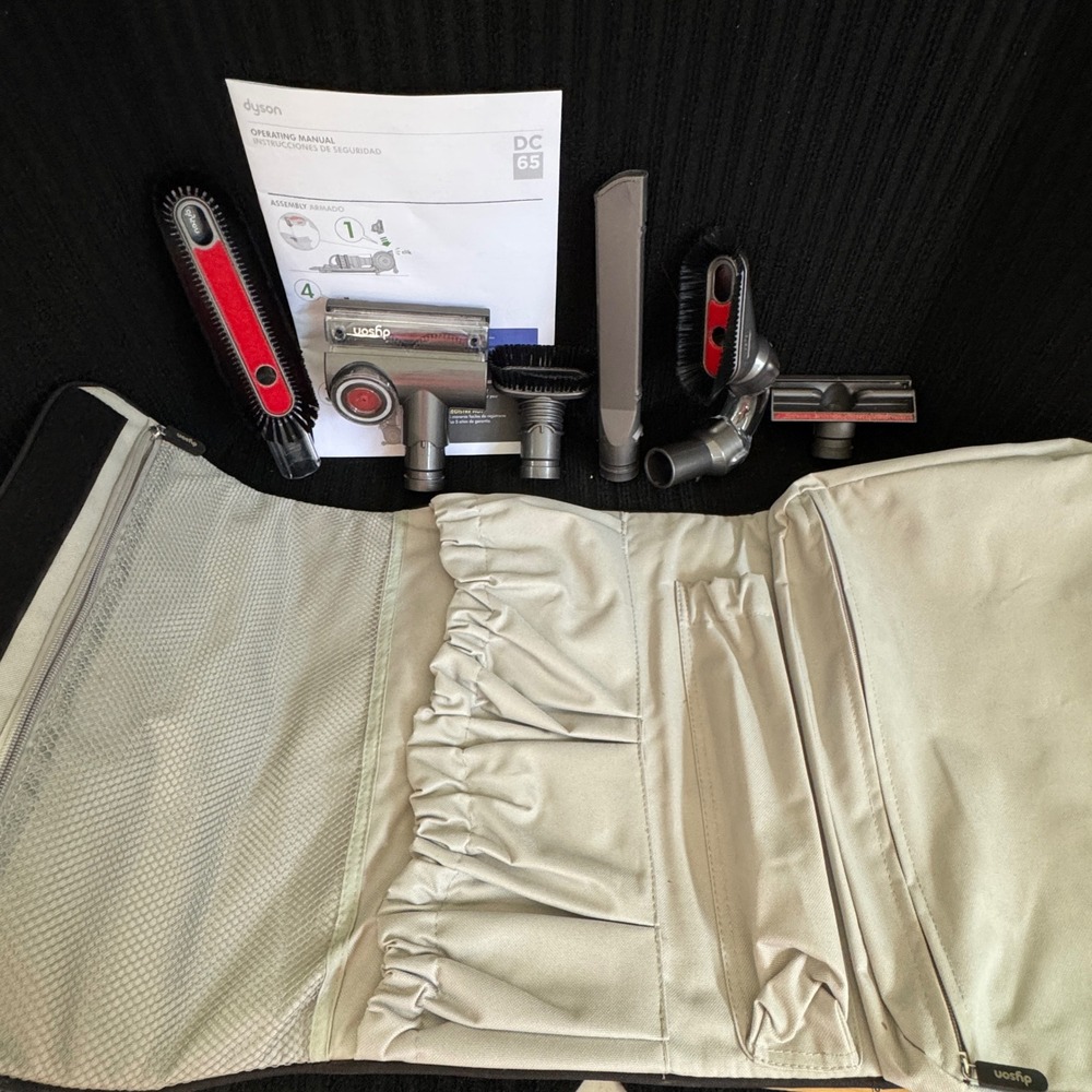 Dyson DC65 Vacuum 6 Attachment Tool Set & Caddy Hanging Storage Bag & Manual